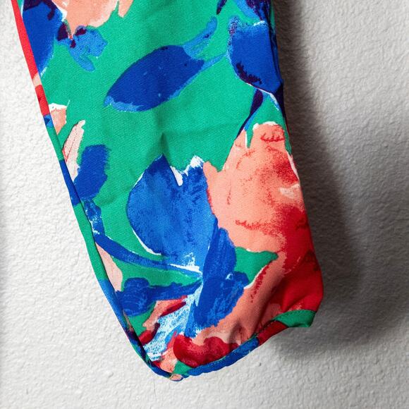 NEW Lulus Women’s Romper Dopamine Floral Travelwear Green Print Open Back Sz L - Picture 5 of 12